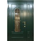 Парадная металлическая дверь Эталон с окном и ковкой Парадная металлическая дверь Эталон с окном и ковкой