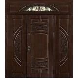 Парадная металлическая дверь Воевода с фрамугой окном и ковкой Парадная металлическая дверь Воевода с фрамугой окном и ковкой