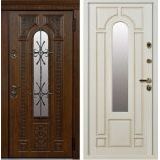 Уличная дверь с терморазрывом Лацио с окном и ковкой для дома Уличная дверь с терморазрывом Лацио с окном и ковкой для дома