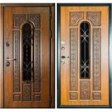 Входная металлическая дверь Русь с окном и ковкой. Входная металлическая дверь Русь с окном и ковкой.